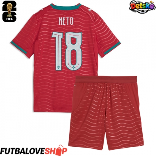 Dres Portugalsko Pedro Neto #18 Domáci pre deti MS 2026 Krátky Rukáv (+ trenírky)